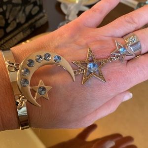 Celestial Moon and Stars Bracelet and Ring Combo